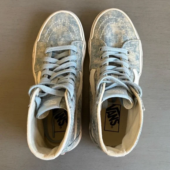 Vans SK8-Hi Tapered Denim Destroy Sneakers Women 7 Unisex Lace Up Retro Classic - Picture 5 of 13